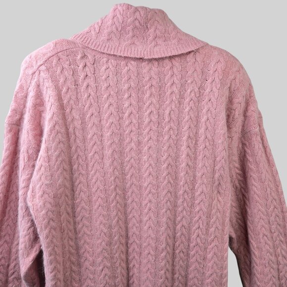 Wainscott Ireland Cable Knit Tunic Sweater Pink Lambswool Rabit Hair Turtleneck - Picture 7 of 12